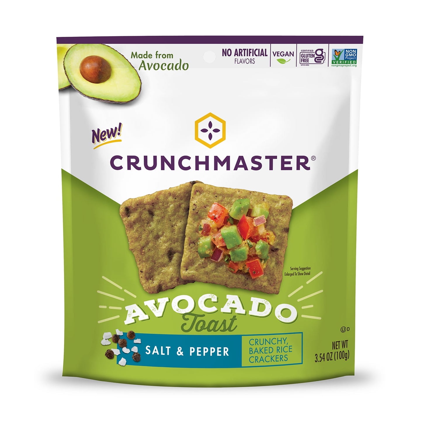 Crunchmaster Gluten-Free Avocado Toast Salt & Pepper Crackers, 3.54 oz.