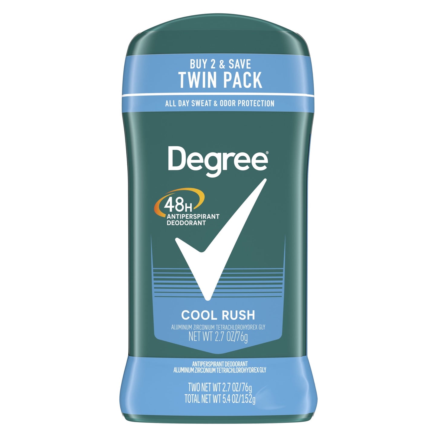 Degree Long Lasting antiperspirant Deodorant Stick Twin Pack, Cool Rush, 2.7 oz