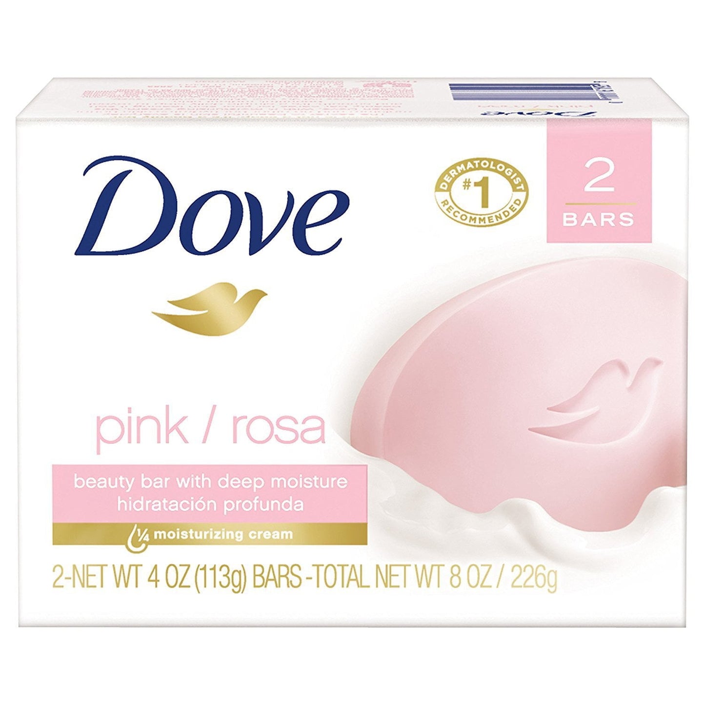 Dove Beauty Bar Gentle Skin Cleanser Pink More Moisturizing than Bar Soap Moisturizing for Gentle Soft Skin Care 3.75 oz, 2 Bars
