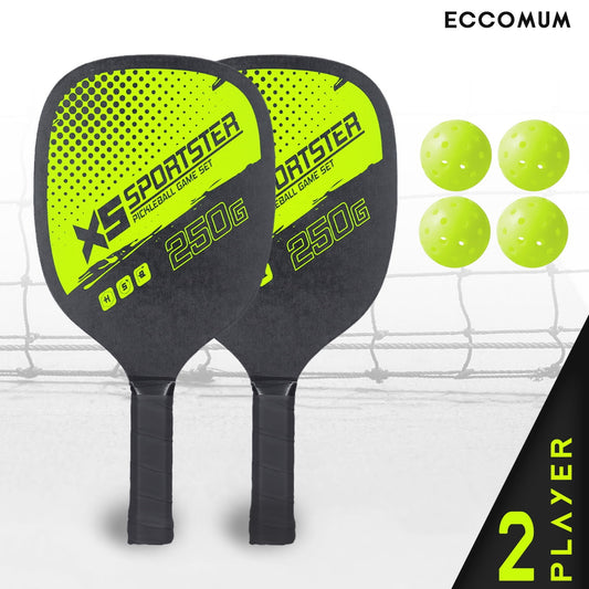 Eccomum Pickleball Rackets Set Pickleball Paddle Set of 2 Rackets and 4 Pickleballs Balls Pickle-Ball Racquet with Balls Sports Accessory