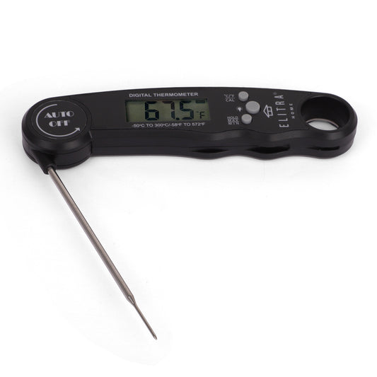 Elitra Home Instant Digital Meat Thermometer, Ultra Fast Precise Waterproof Food Thermometer, Black