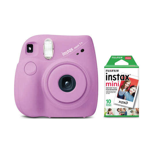 Fujifilm INSTAX Mini 7+ Exclusive Blister Bundle with Bonus Pack of Film (10-pack Mini Film), Lavender