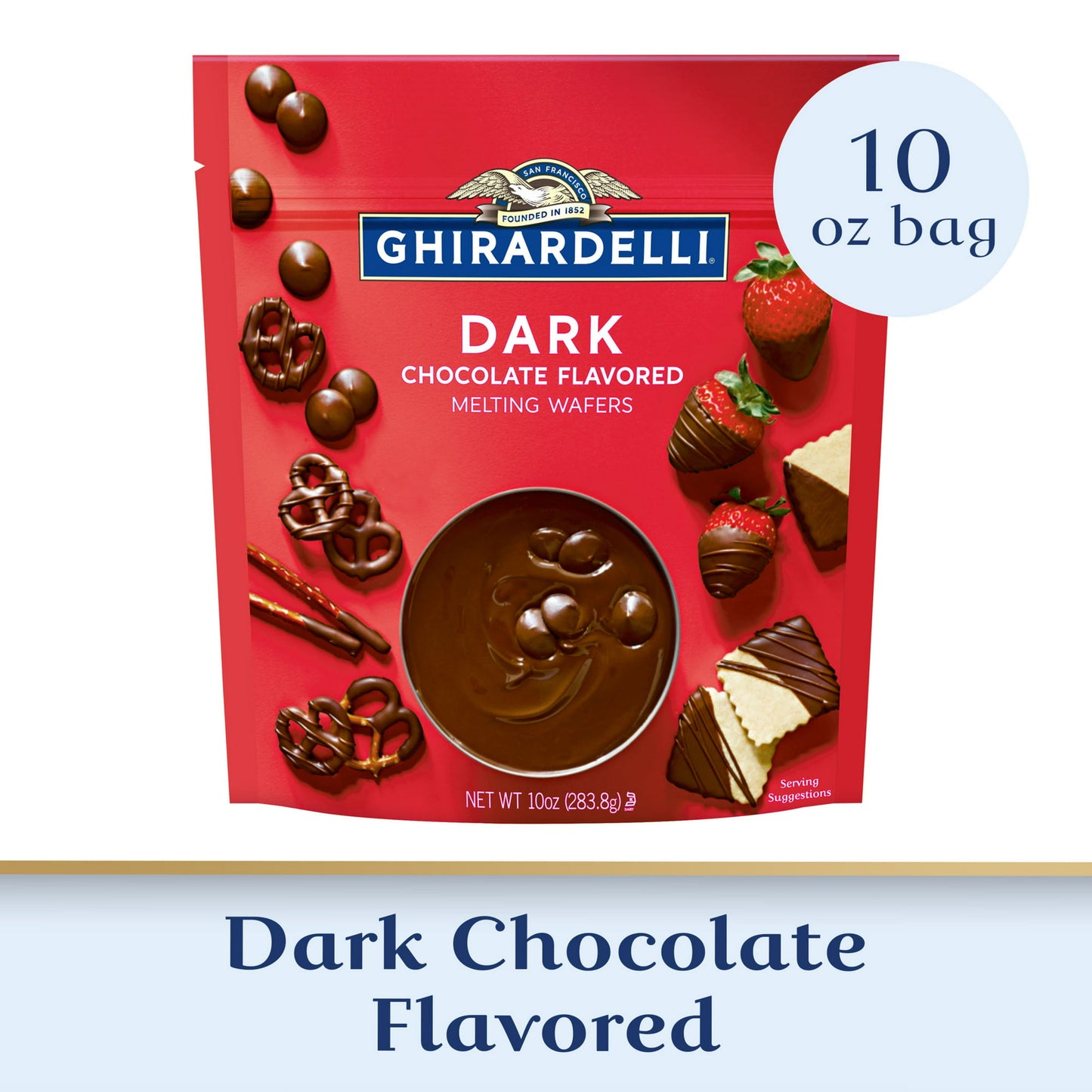 GHIRARDELLI Dark Chocolate Flavored Melting Wafers, 10 oz Bag