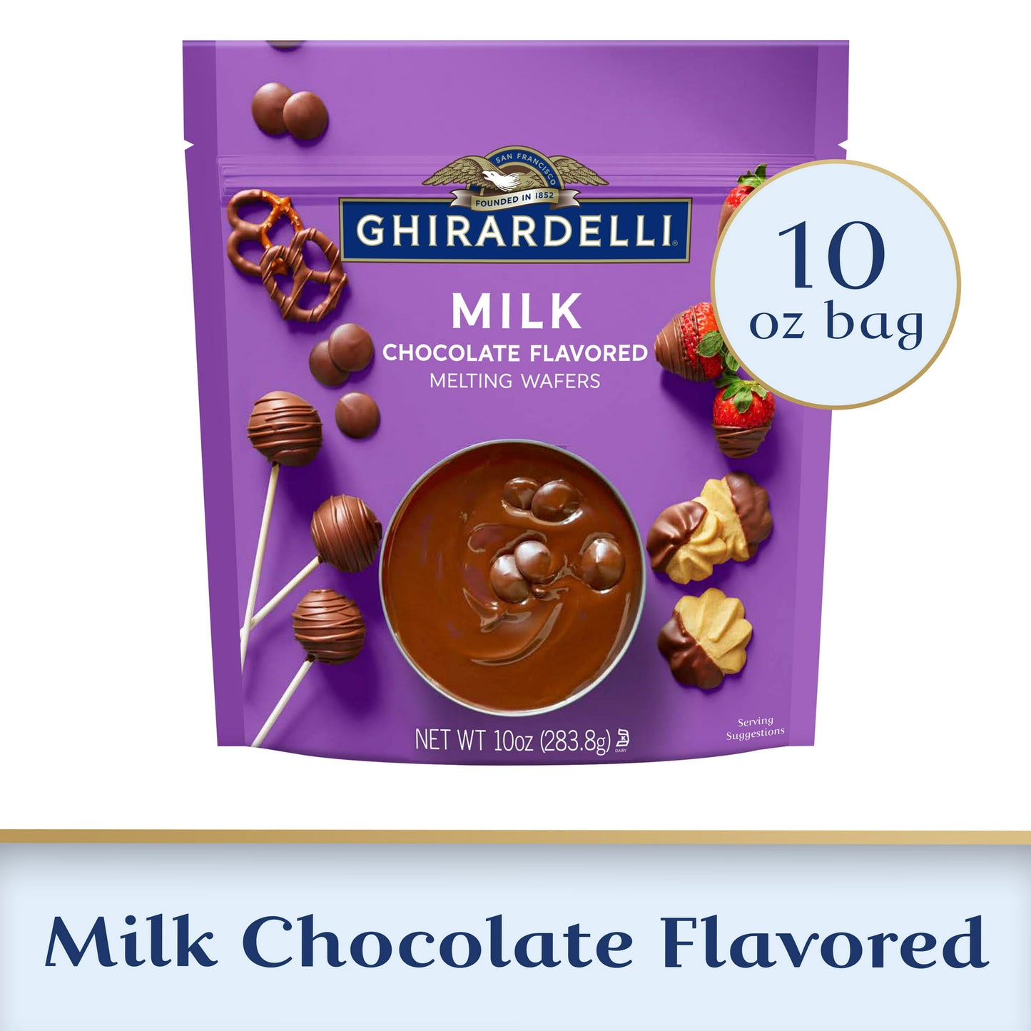 GHIRARDELLI Milk Chocolate Flavored Melting Wafers, 10 oz Bag
