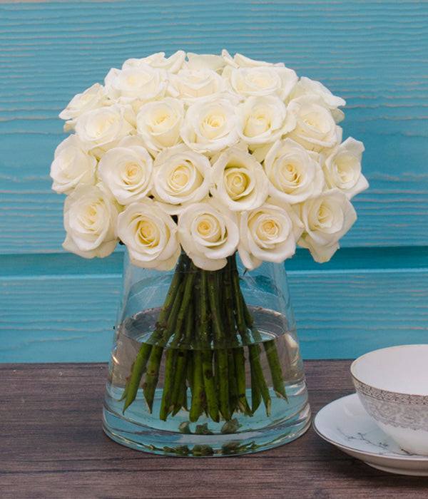Gloria Premium - Two Dozen Long Stem White Roses