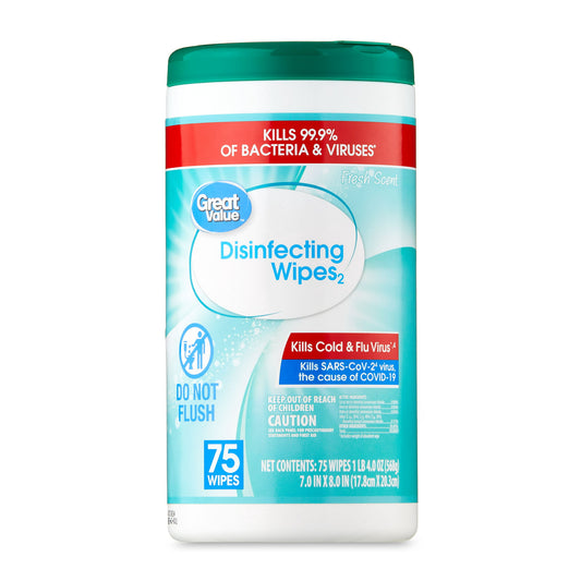 Great Value Fresh Scent Disinfecting Wipes, 75 count, 1 lb 5.5 oz