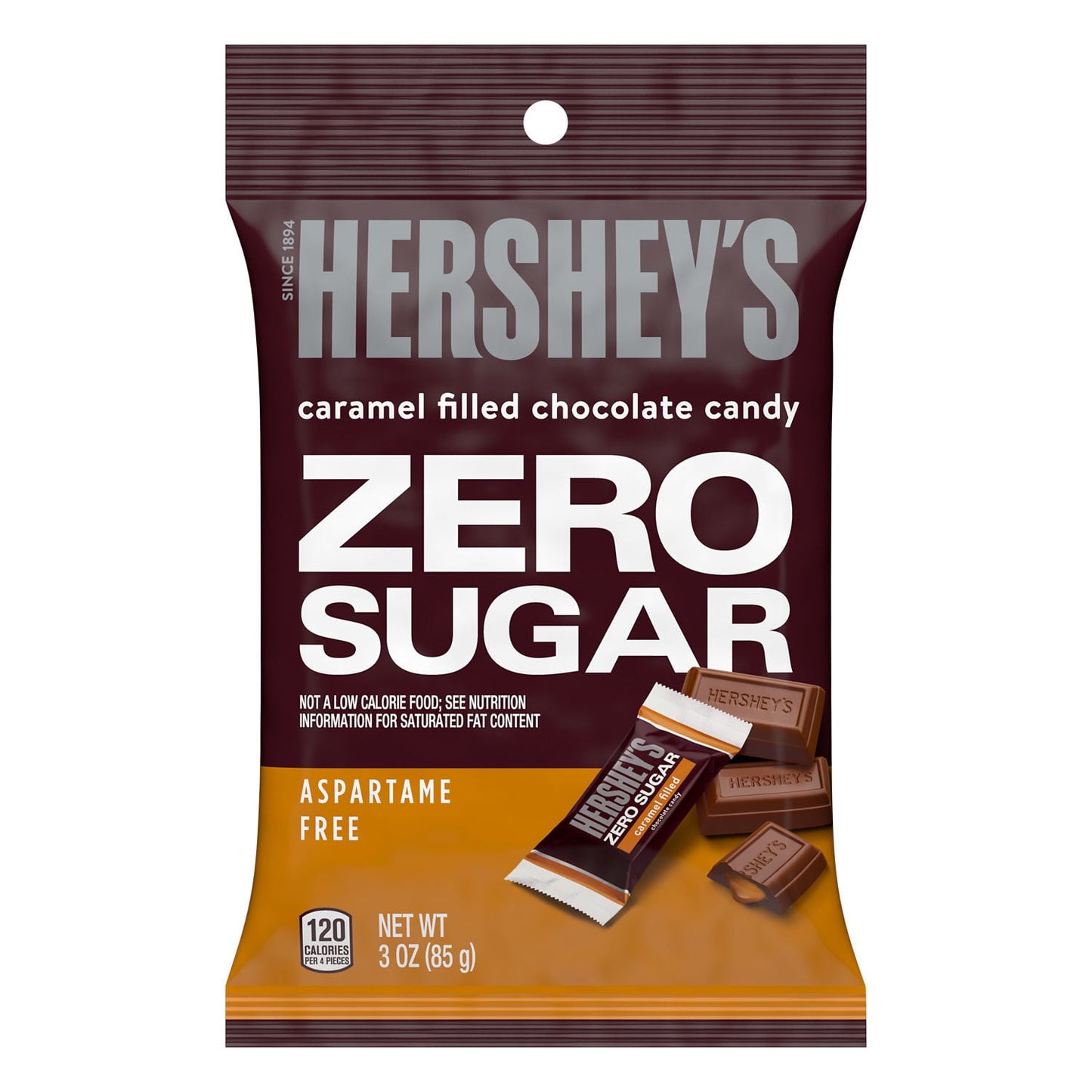 Hershey's Zero Sugar Caramel Filled Chocolate Candy, Bag 3 oz