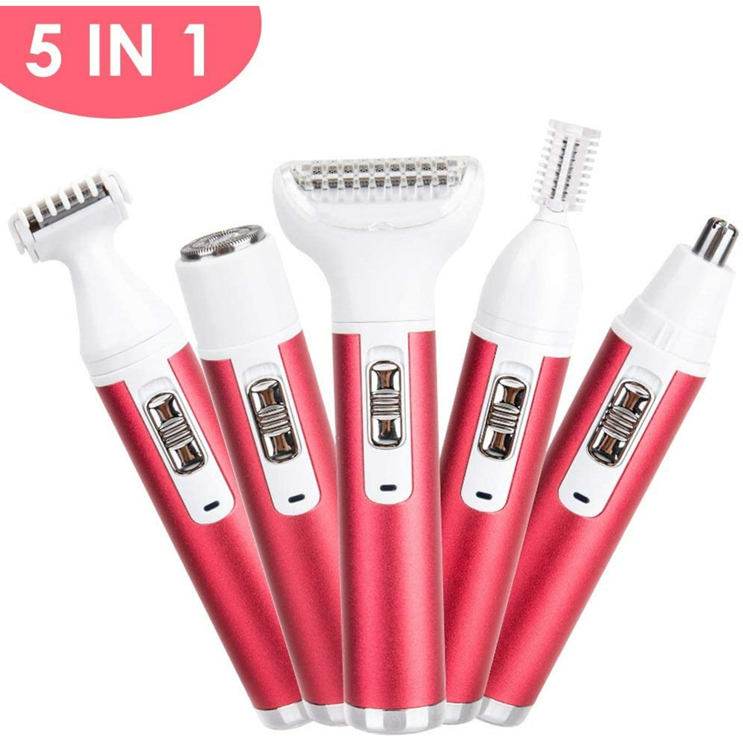 Hoey Electric Razor for Women, 5 in 1 Cordless Face Shaver Set, Wet and Dry Lady Hair Remover, Painless Facial and Body Hair Exfoliation USB Rechargeable, for Bikini Line, Nose Hair, Eyebrow, Arm, Leg