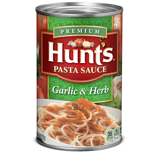 Hunt's Garlic & Herb Pasta Sauce, 100% Natural Tomato Sauce, 24 Oz Can