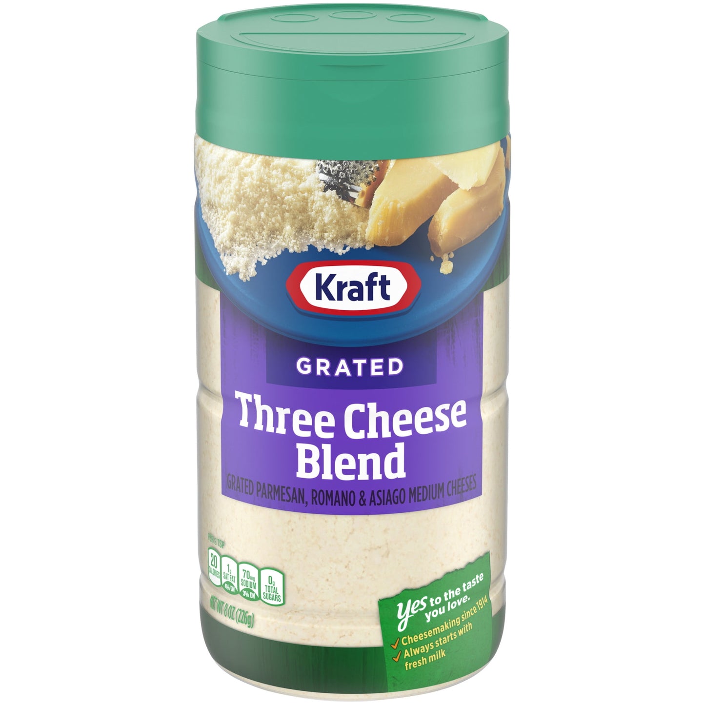 Kraft Three Cheese Blend Grated Cheese, 8 oz Shaker