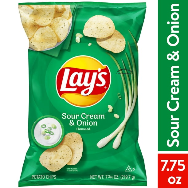 Lay's Potato Chips, Sour Cream and Onion Flavor, 7.75 oz Bag