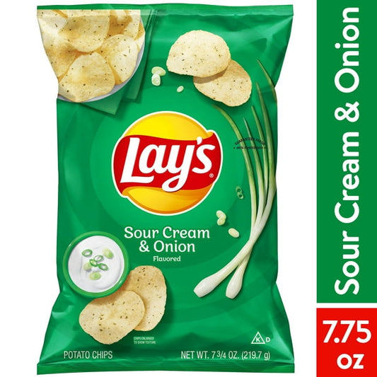 Lay's Potato Chips, Sour Cream and Onion Flavor, 7.75 oz Bag