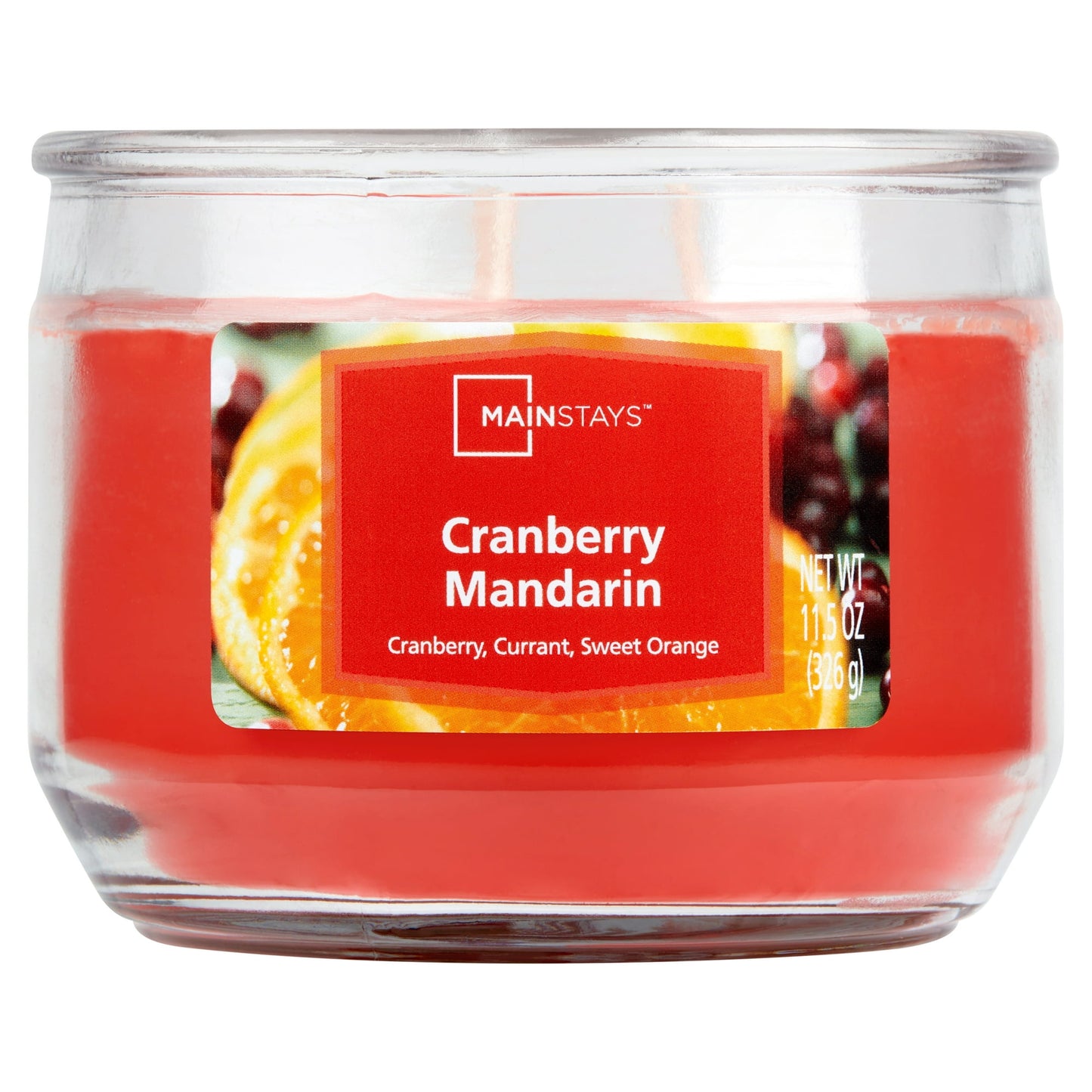 Mainstays Cranberry Mandarin Scented 3-Wick Glass Jar Candle, 11.5 oz.