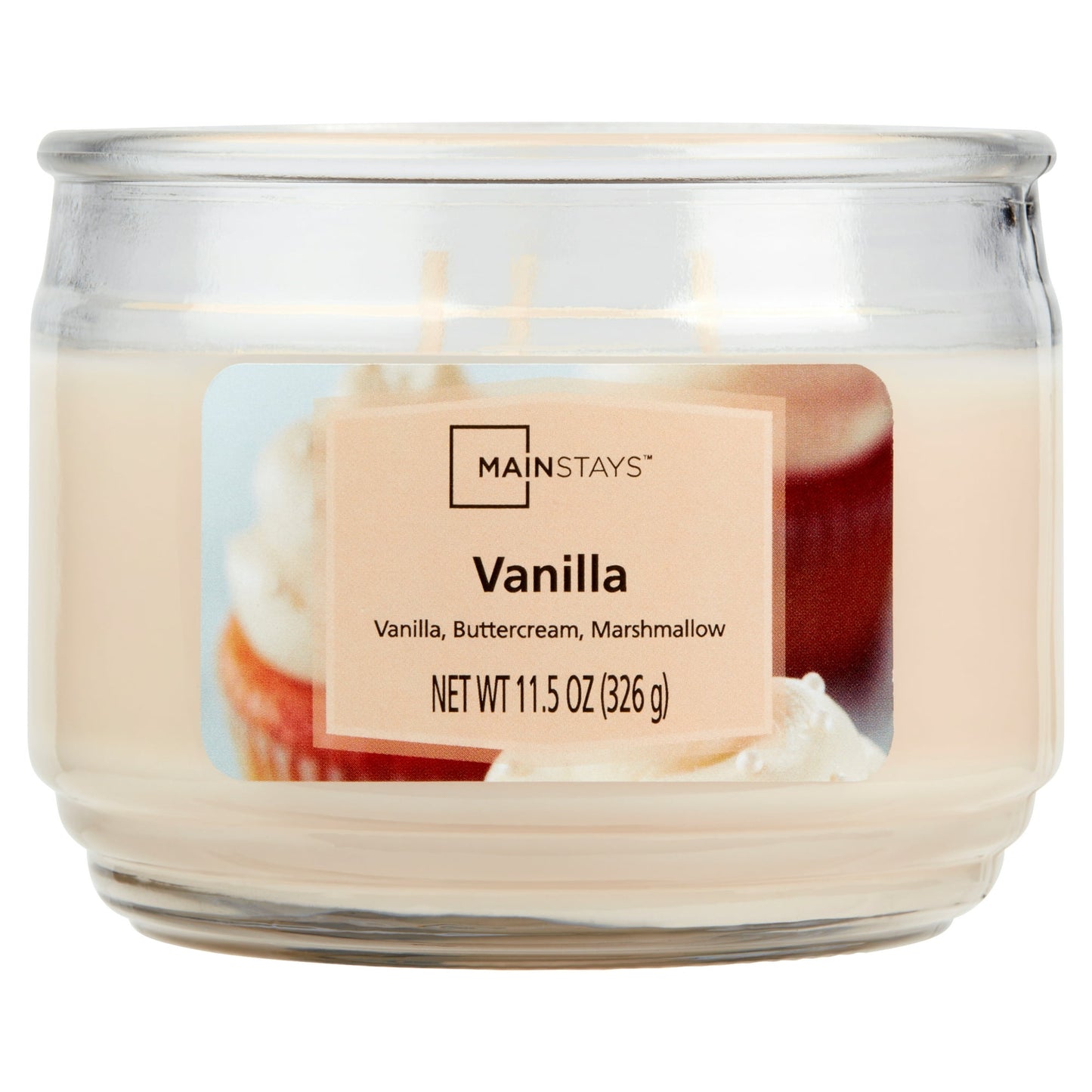 Mainstays Vanilla Scented 3-Wick Glass Jar Candle, 11.5 oz