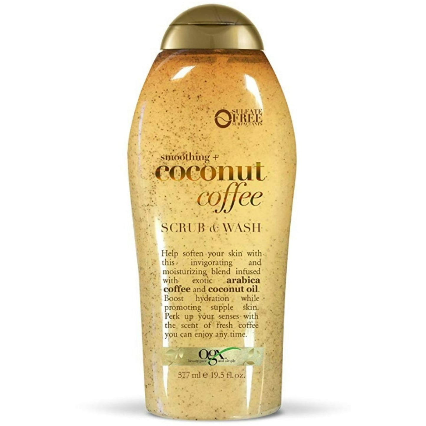 OGX Smoothing + Coconut Coffee Exfoliating Body Scrub with Arabica Coffee  and Coconut Oil, Paraben-Free with Sulfate-Free Surfactants, 19.5 Fl Oz