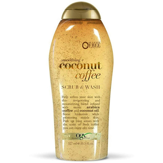 OGX Smoothing + Coconut Coffee Exfoliating Body Scrub with Arabica Coffee  and Coconut Oil, Paraben-Free with Sulfate-Free Surfactants, 19.5 Fl Oz
