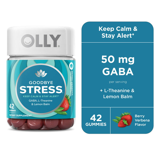 OLLY Goodbye Stress Gummy, GABA, L-Theanine, Lemon Balm, Berry, 42 Ct