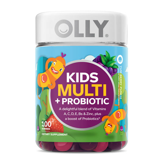 OLLY Kids Multivitamin + Probiotic Gummy, Vitamin A, C, D, E, B, Zinc, Berry, 100 Ct