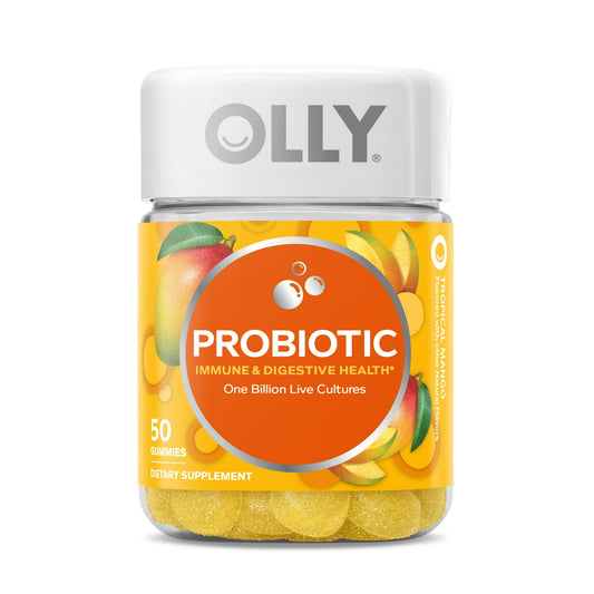 OLLY Probiotic Gummy, Immune and Digestive Health, Probiotic Supplement, Mango, 50 Ct