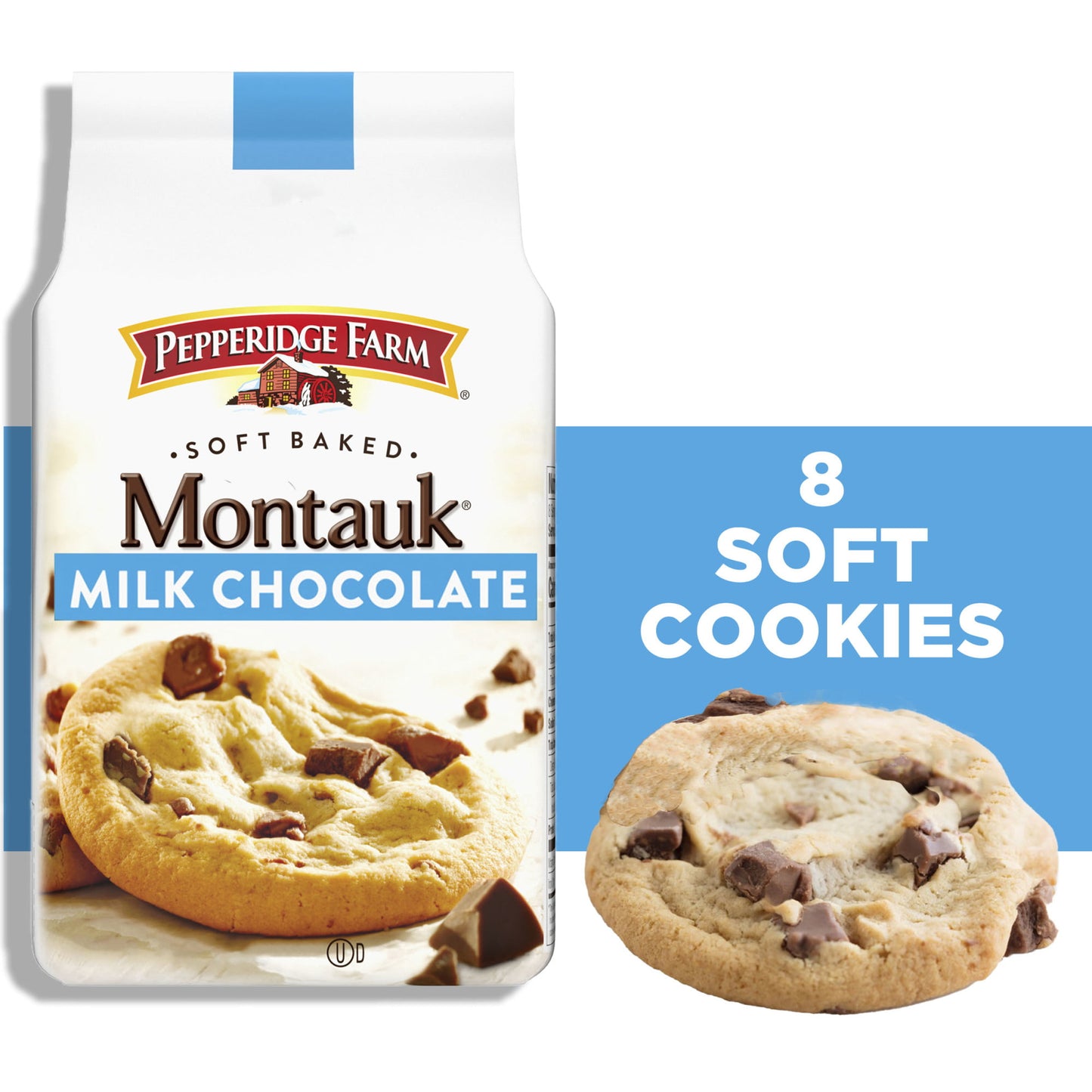 Pepperidge Farm Montauk Soft Baked Milk Chocolate Chunk Cookies, 8.6 oz Bag (8 Cookies)