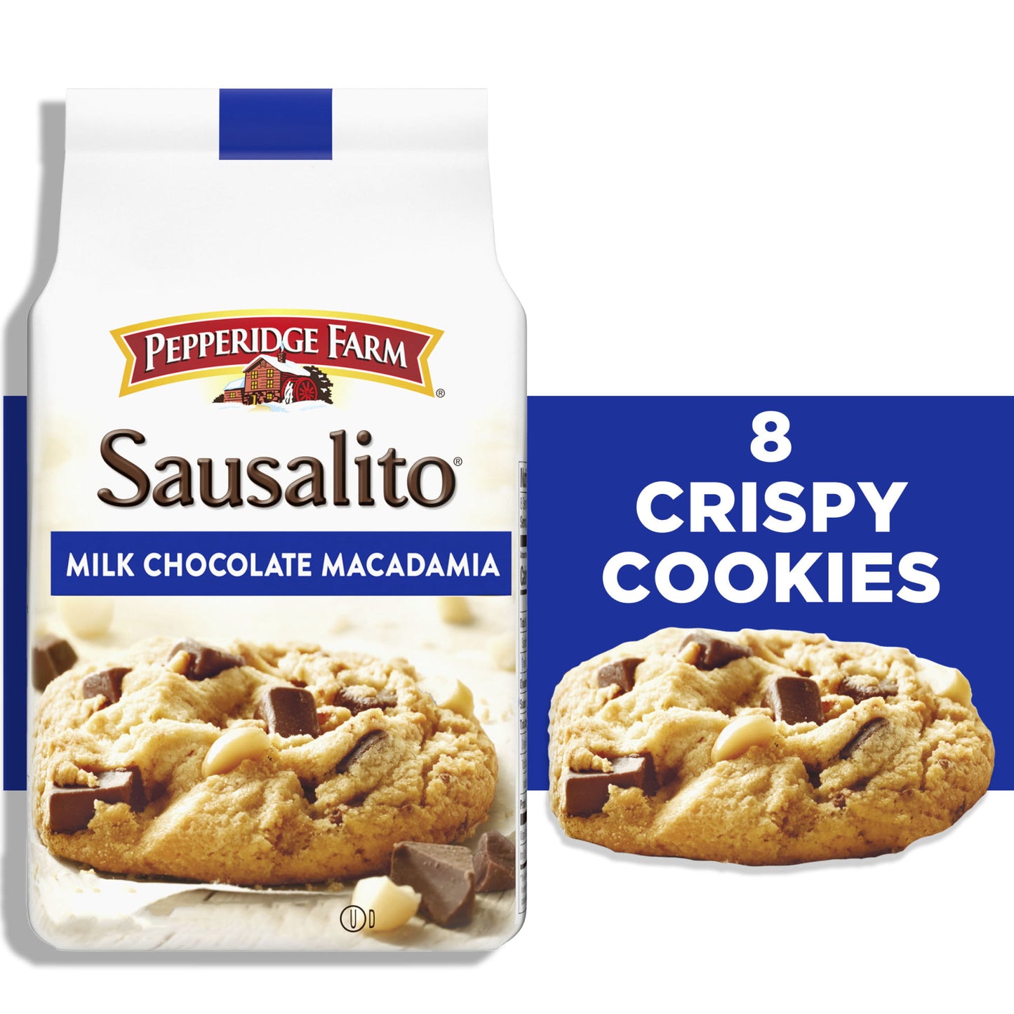 Pepperidge Farm Sausalito Crispy Milk Chocolate Macadamia Nut Cookies, 7.2 oz Bag (8 Cookies)