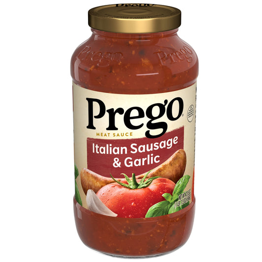 Prego Italian Sausage and Garlic Spaghetti Sauce, 23.5 oz Jar