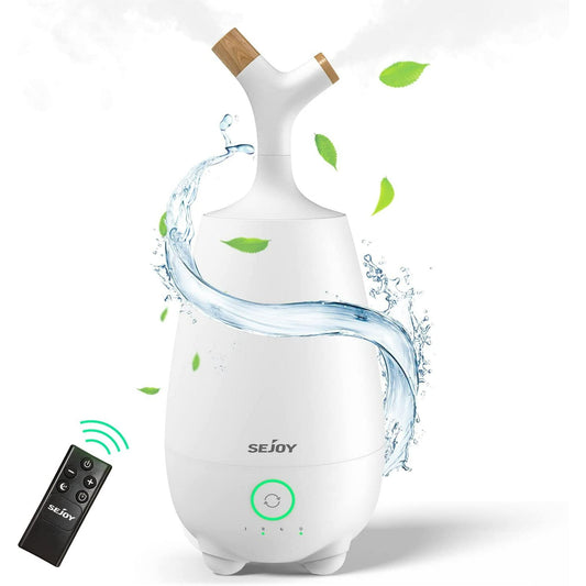 Sejoy Ultrasonic Humidifier for Home, Baby, 5L Large Capacity, Cool Mist, Remote Control, Auto Shut-off, White