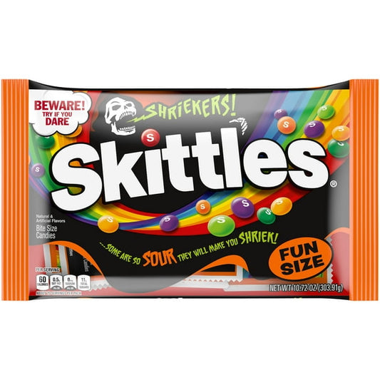 Skittles Shriekers Sour Halloween Chewy Candy Fun Size Bag - 10.72 oz