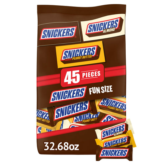 Snickers Variety Pack Fun Size Chocolate Candy Bars - 45 Pieces Bag