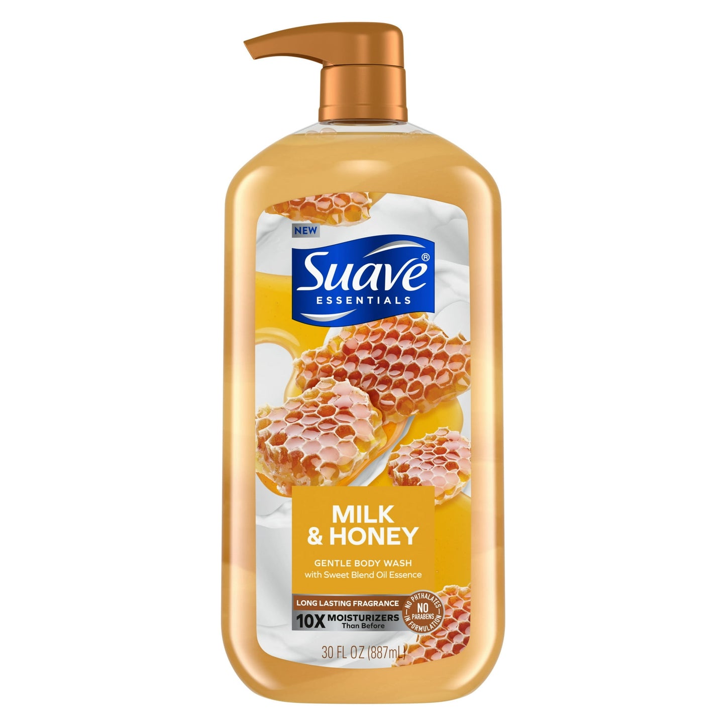 Suave Essentials Gentle Body Wash, Milk and Honey, 30 oz