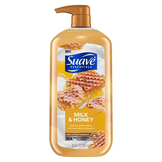 Suave Essentials Gentle Body Wash, Milk and Honey, 30 oz