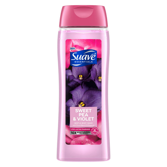Suave Essentials Gentle Body Wash, Sweet Pea and Violet, 18 oz (4.7)