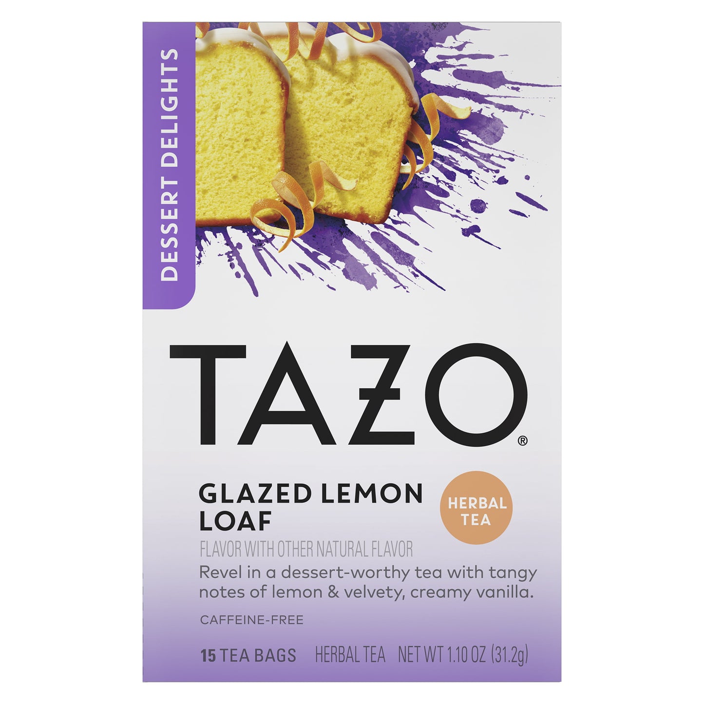 TAZO Dessert Delights Black Tea, Glazed Lemon Loaf, Caffeinated, Tea Bags 15 Count Box
