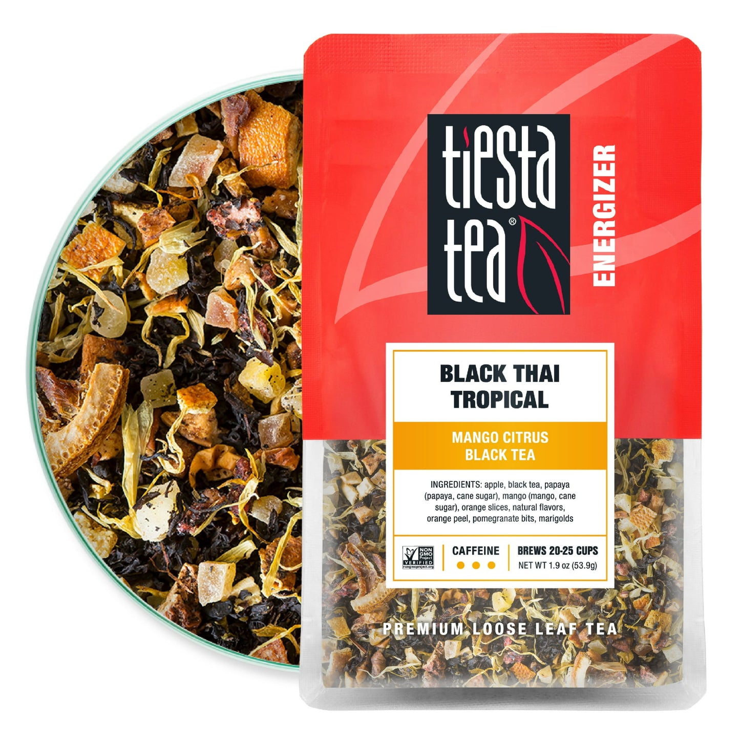 Tiesta Tea - Black Thai Tropical, Energizer Loose Leaf Black Tea, High Caffeine, GMO-Free, 1.9oz Pouch