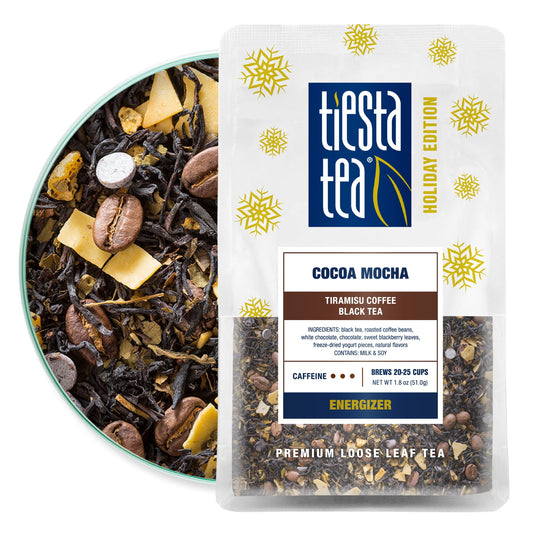 Tiesta Tea - Cocoa Mocha, Energizer Loose Leaf Black Tea, High Caffeine, GMO-Free, 1.8oz Pouch