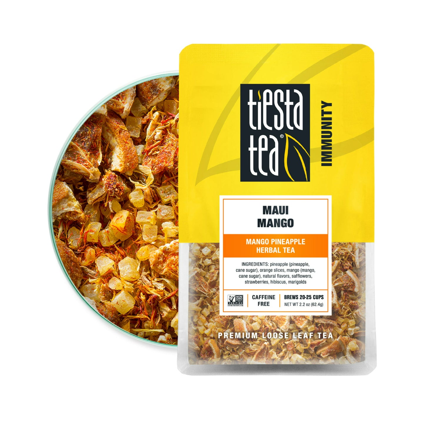 Tiesta Tea - Maui Mango, Immunity Loose Leaf Fruit Tea, Caffeine Free, GMO-Free, 2.2oz Pouch