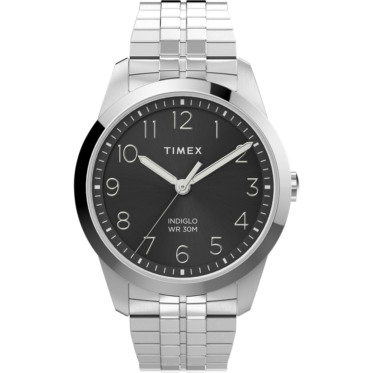 Timex Men's South Street Sport Silver/Black 36mm Perfect Fit Casual Watch, Expansion Band