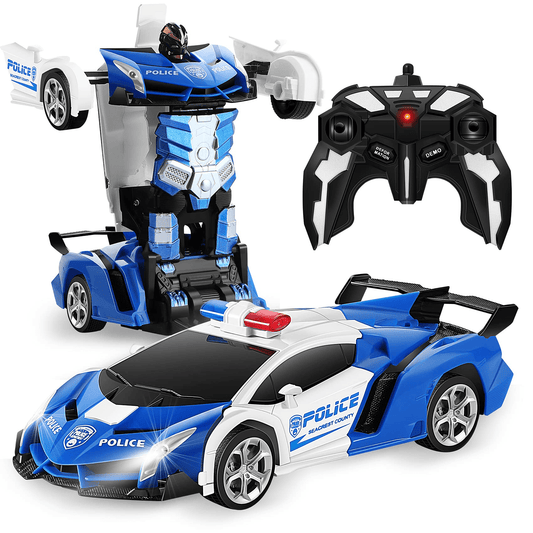 Transform RC Car Robot, Remote Control Car Independent 2.4G Robot Deformation Car Toy with One Button Transformation and 360 Speed Drifting 1:18 Scale