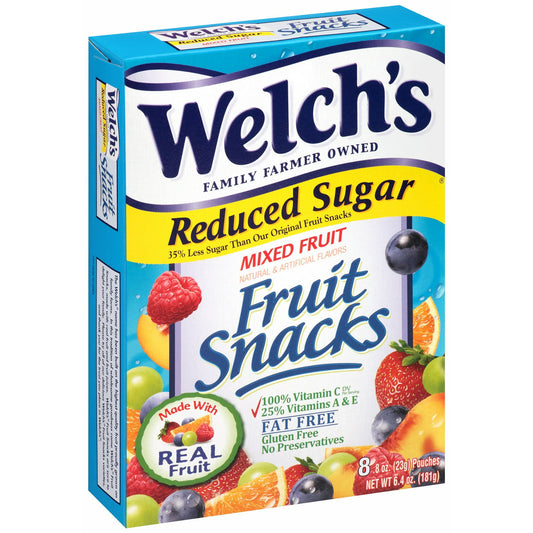 Welch's Reduced Sugar Mixed Fruit Fruit Snacks 0.8oz Pouches - 8Ct Box