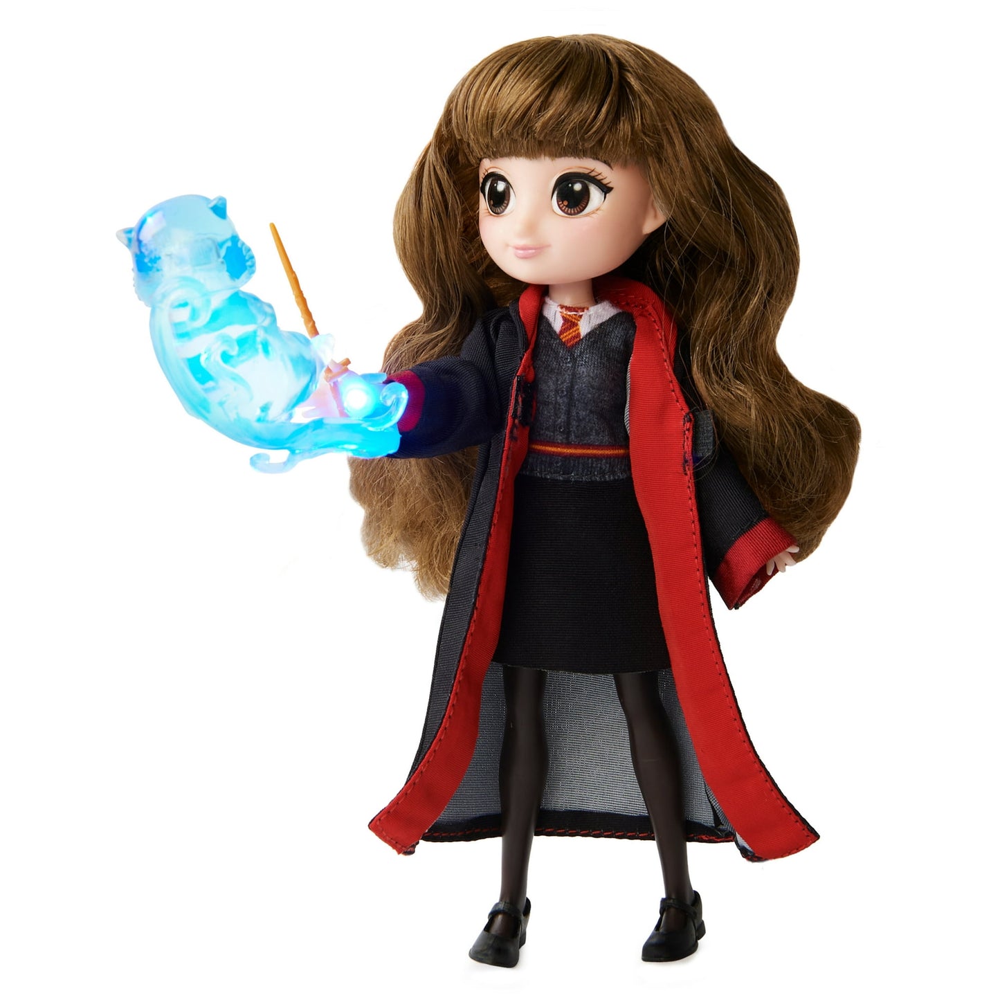 Wizarding World Harry Potter, 8-inch Hermione Granger Light-up Patronus Doll with 7 Doll Accessories and Hogwarts Robe, Kids Toys for Ages 5 and up