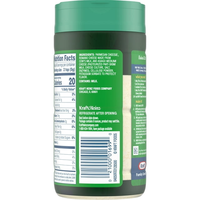 Kraft Three Cheese Blend Grated Cheese, 8 oz Shaker