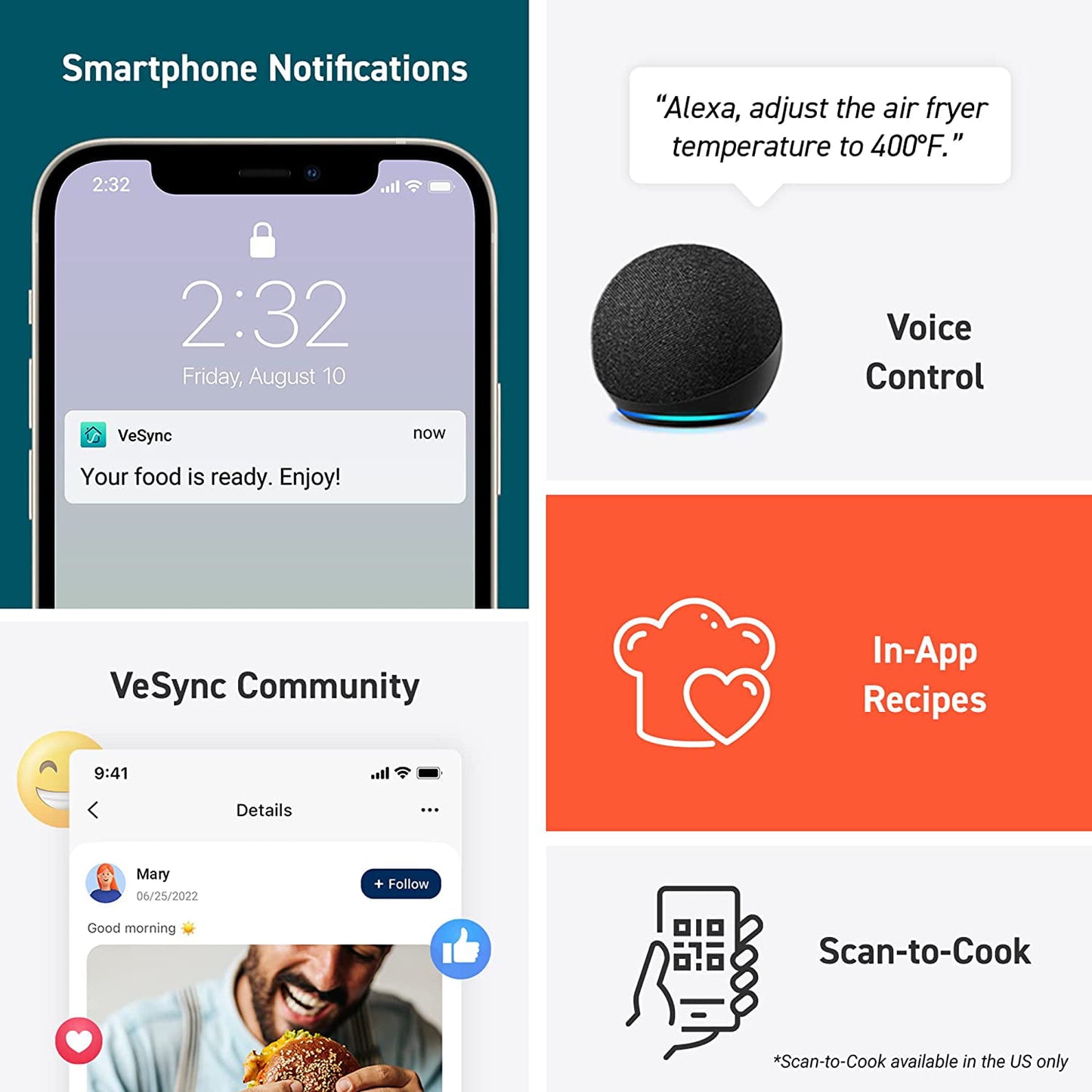 Cosori Pro Gen 2 5.8-Quart Smart Air Fryer, 12-in-1, Walmart Exclusive Bonus, Light Gray
