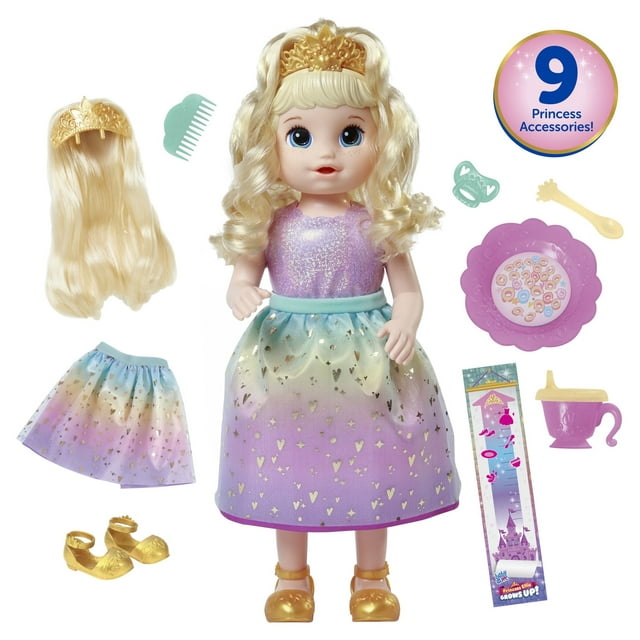 Baby Alive: Princess Ellie Grows Up! 15-Inch Doll Blonde Hair, Blue Eyes Kids Toy for Boys and Girls