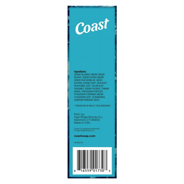 Coast Refreshing Deodorant Bar Soap, Classic Scent, 3.2 oz, 8 Bars