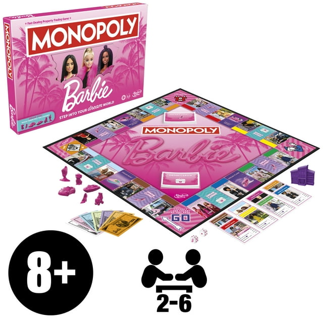 Monopoly: Barbie Edition Board Game, Family Games for 2-6 Players, Ages 8+
