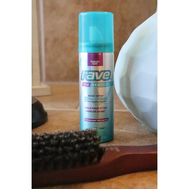 Rave 4X Mega Hold Hair Spray, All-Weather Protection, Travel Size, 1.5 oz
