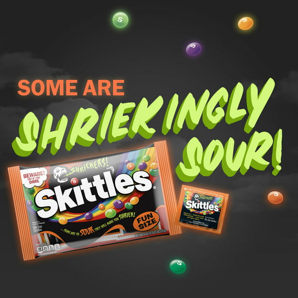 Skittles Shriekers Sour Halloween Chewy Candy Fun Size Bag - 10.72 oz