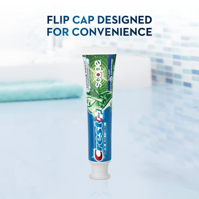 Crest Premium Plus Scope Outlast Toothpaste, Long Lasting Mint Flavor 5.2 oz, Pack of 3