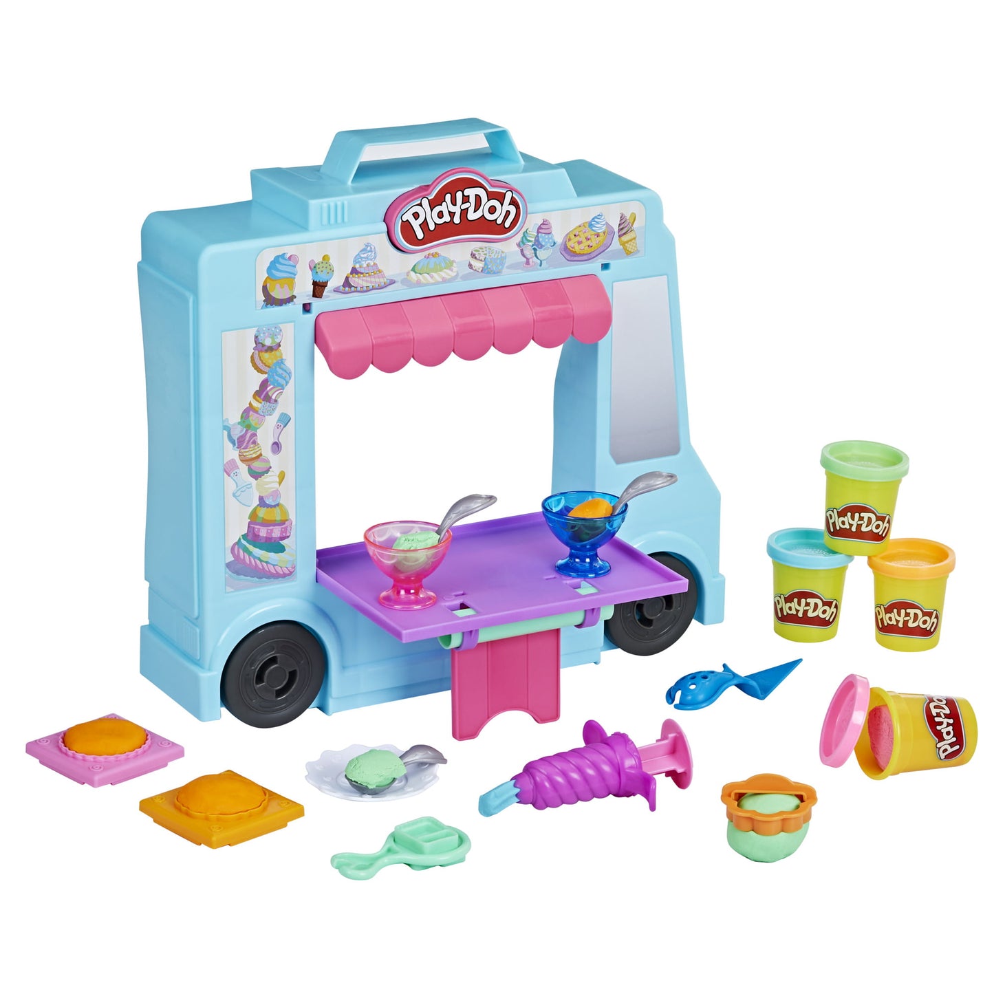 Play-Doh Ice Cream Truck Playset, Includes 20 Tools, 5 Modeling Compound Colors