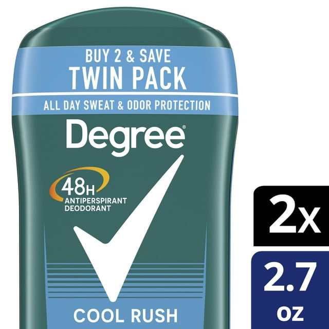 Degree Long Lasting antiperspirant Deodorant Stick Twin Pack, Cool Rush, 2.7 oz